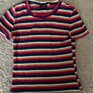 Rue21 rainbow ribbed cropped shirt